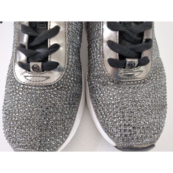 Michael Michael Kors Jada Sneakers Women 7.5 Silver Rhinestone Sparkle Luxe Glam - Picture 6 of 11